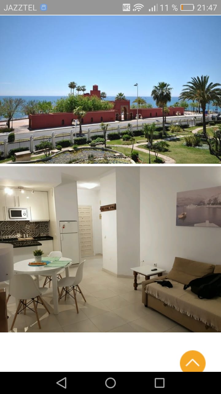 In affitto MEZZA STAGIONE dal 01/10/2024 - 30/05/25 Grazioso appartamento con vista sul mare sulla spiaggia di 1a linea Benalmadena Costa